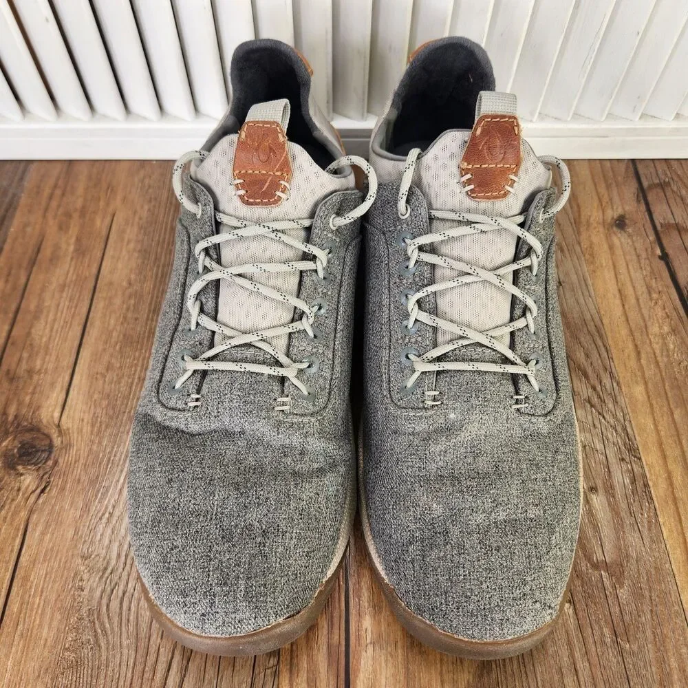 Olukai Nanea Li Mens Sz 10.5 Gray Canvas Casual Urban Sneakers Shoes 10485-LRLR